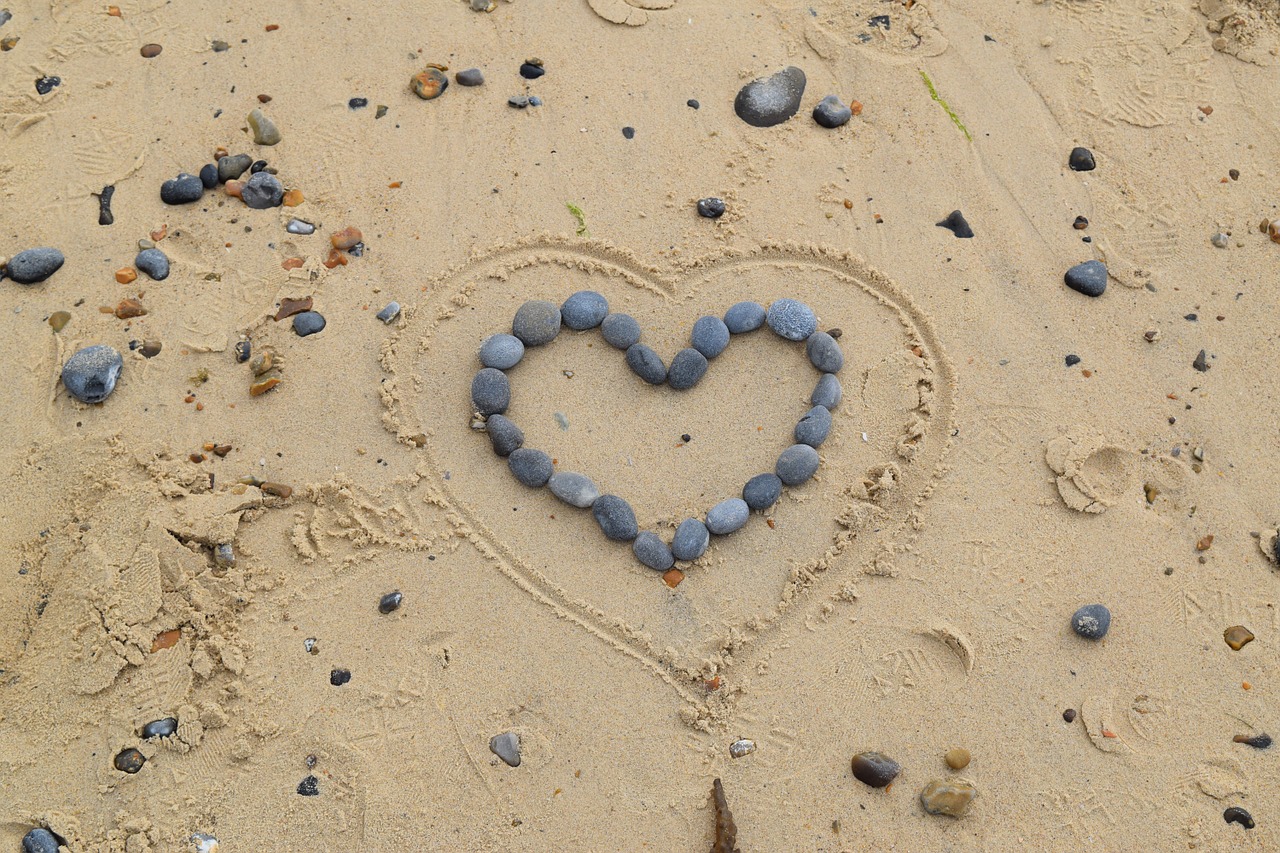 heart stones sand free photo