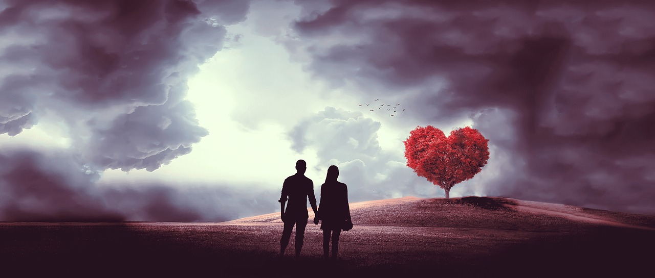 heart  tree  couple free photo