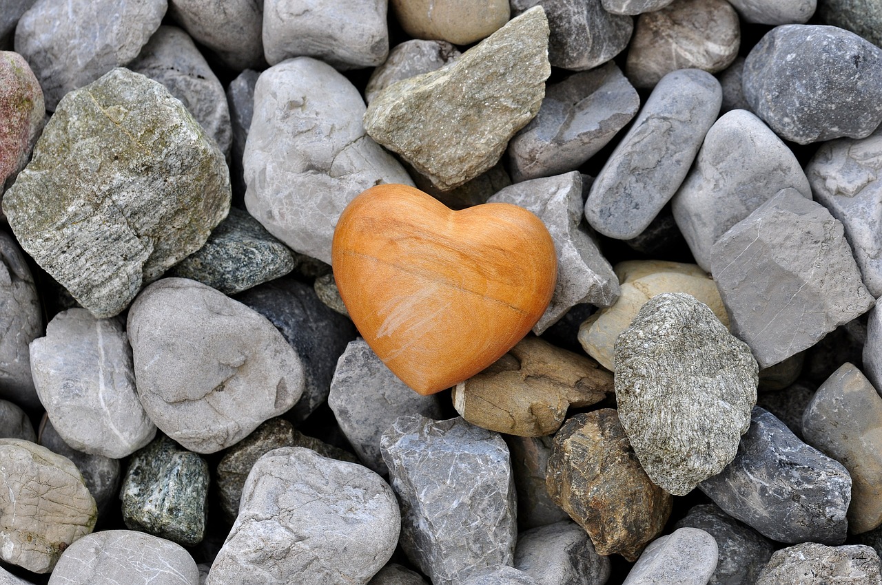 heart wooden heart stones free photo