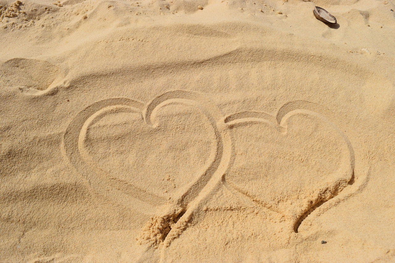 heart sand love free photo