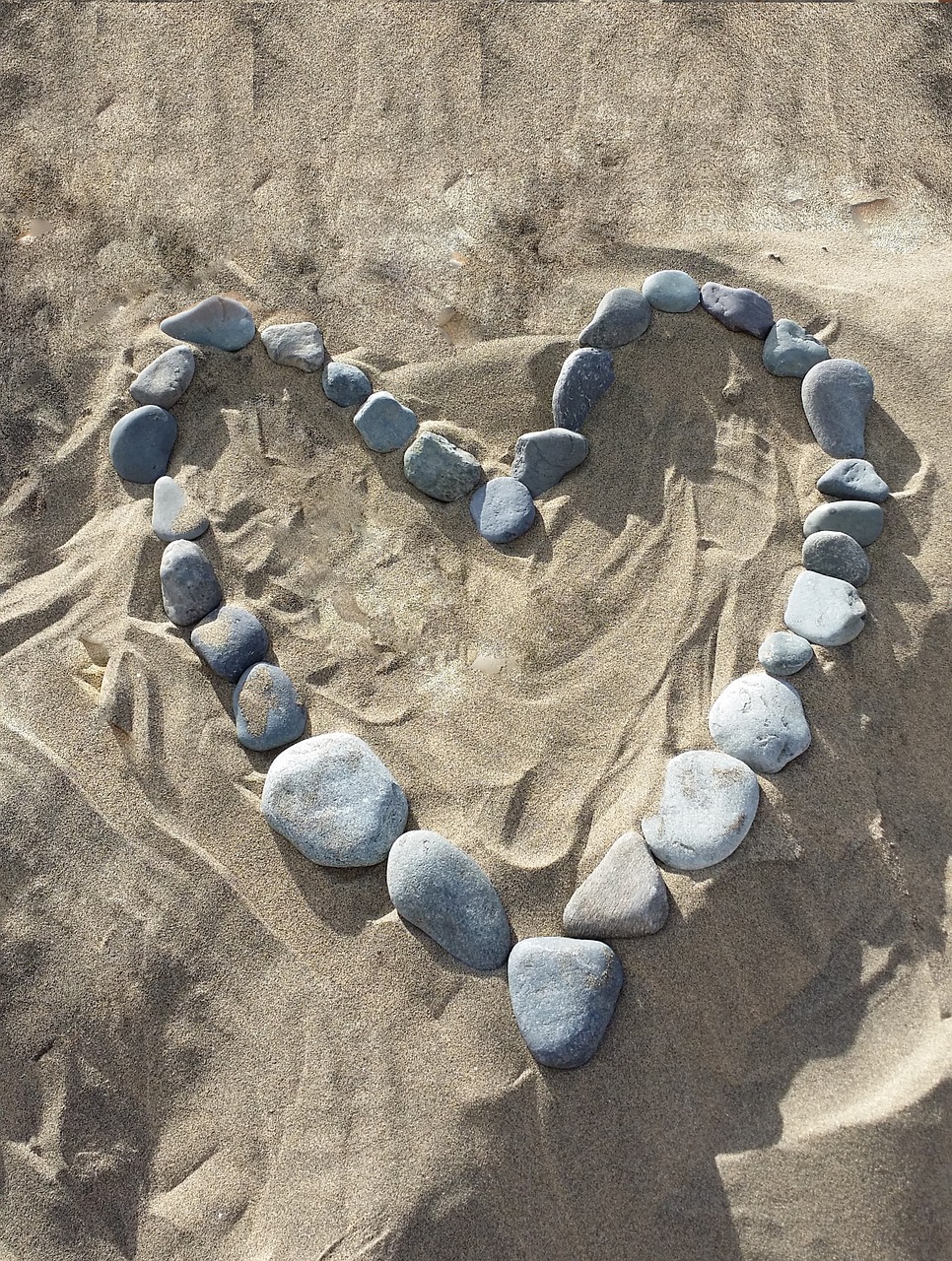 heart stones sand free photo