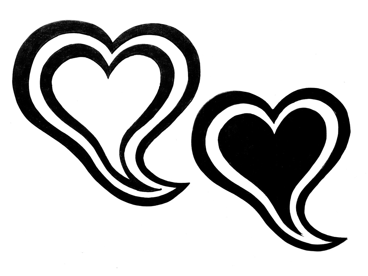 heart double heart black and white free photo
