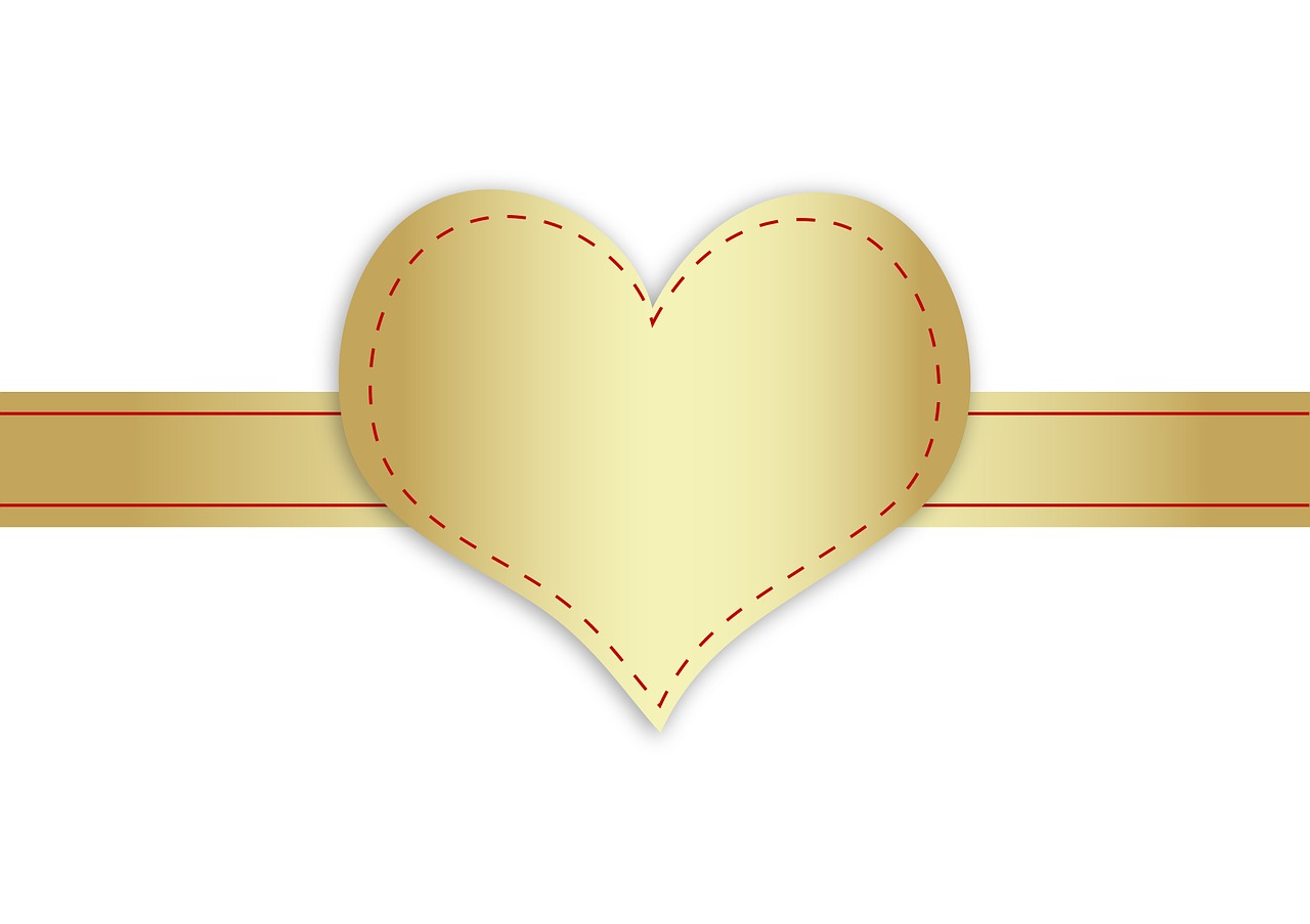 heart gold ribbon free photo