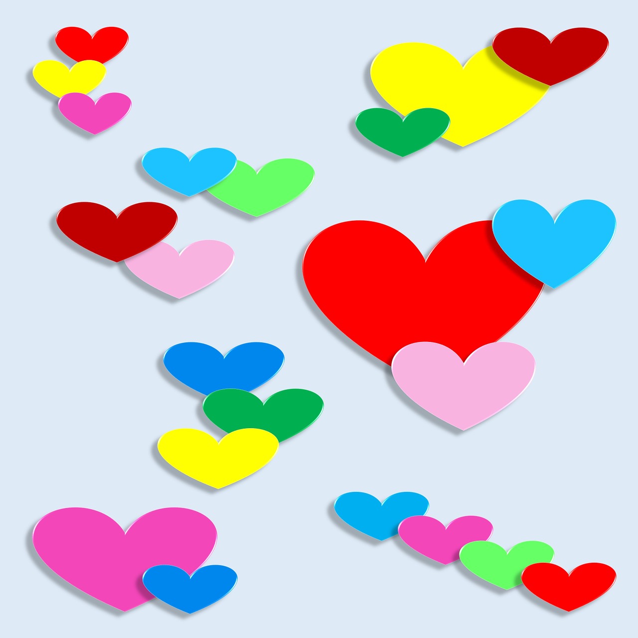 hearts 3d love free photo