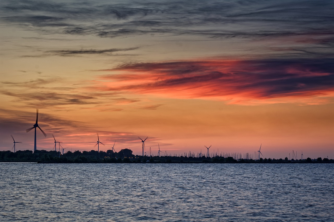 heat wave  ijsselmeer  windmills free photo