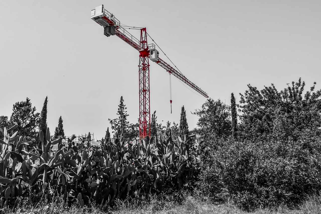 heavy machine  construction site  red free photo