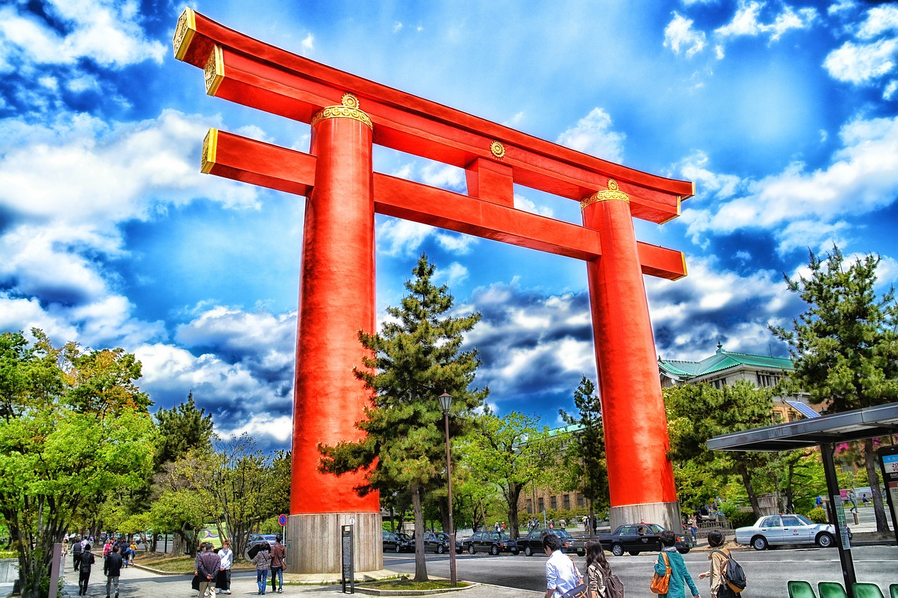 heian shrine torii gate kyoto free photo