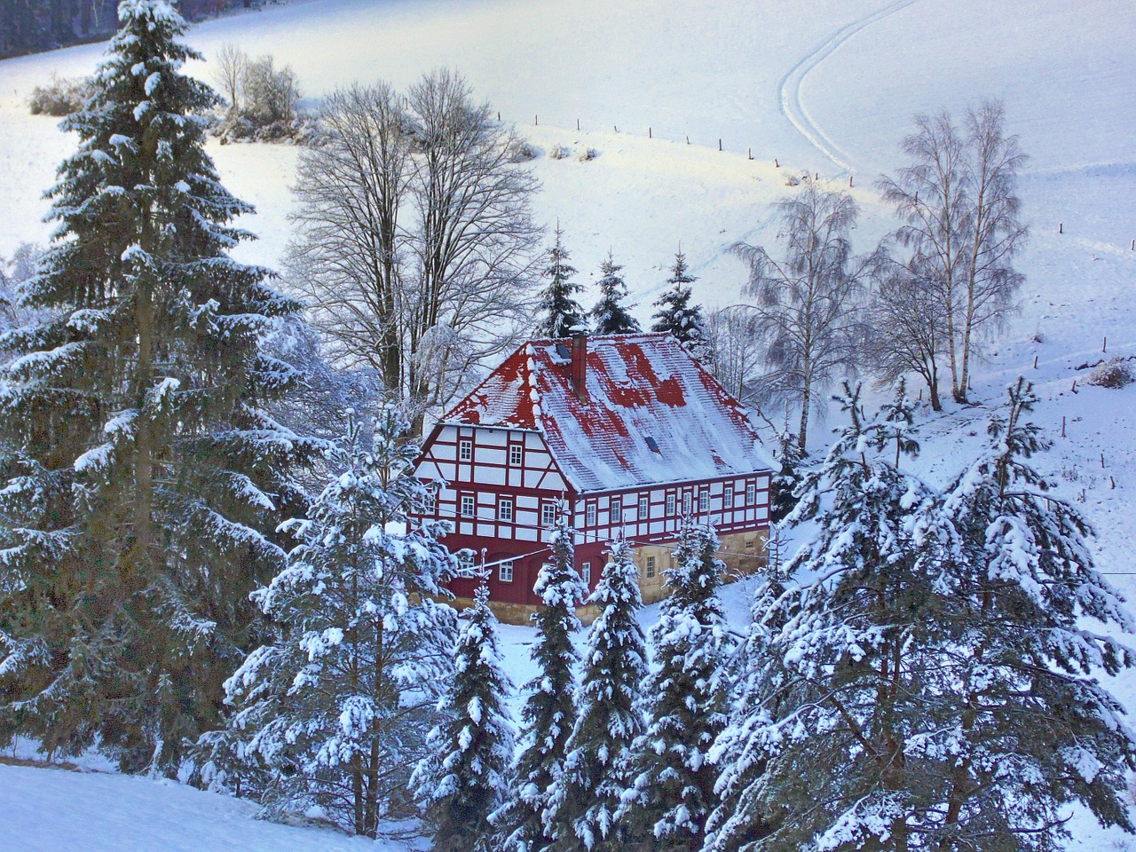 heimatstube hut of the sbb winter free photo