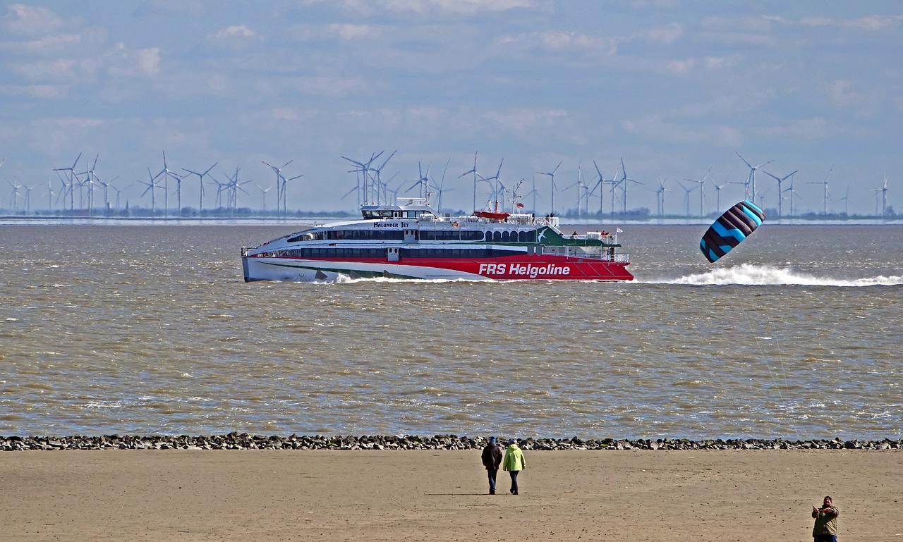 helgoland ferry  catamaran  mouth of the elbe river free photo
