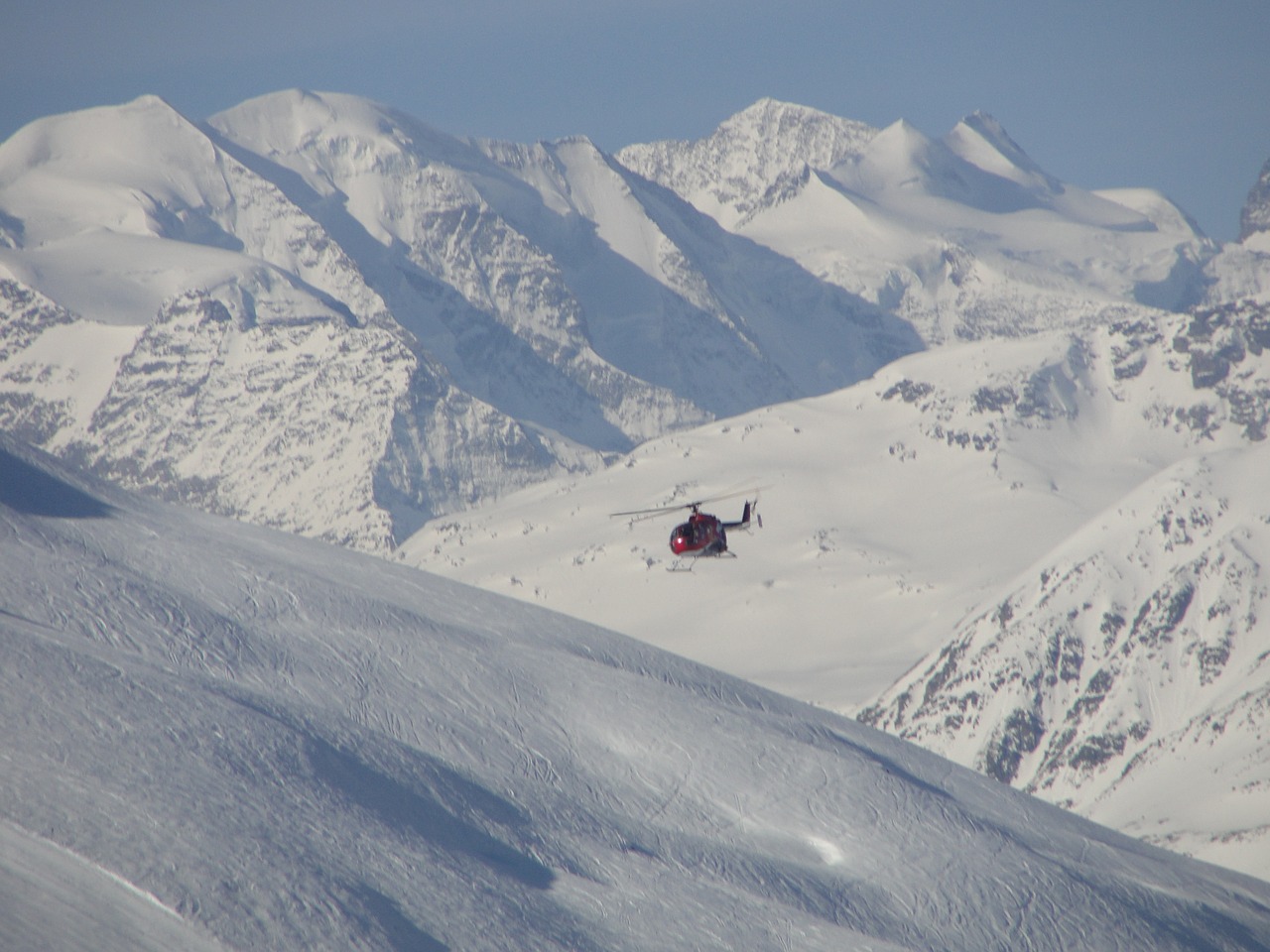 helicopter the alps snow free photo