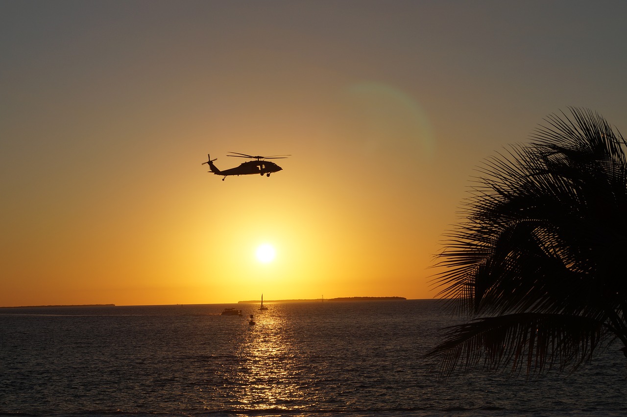 helicopter sunset key west free photo