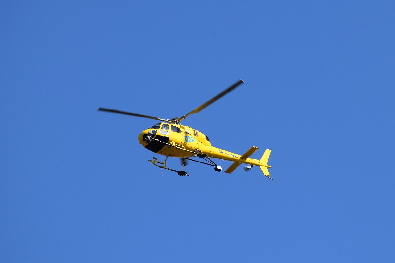 helicopter  yellow  blue free photo