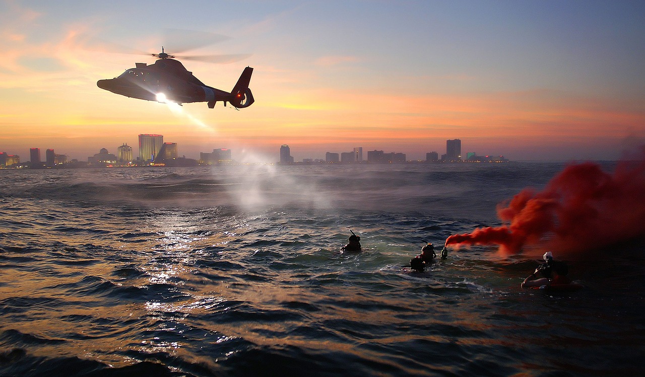 helicopter coast guard rescue training free photo