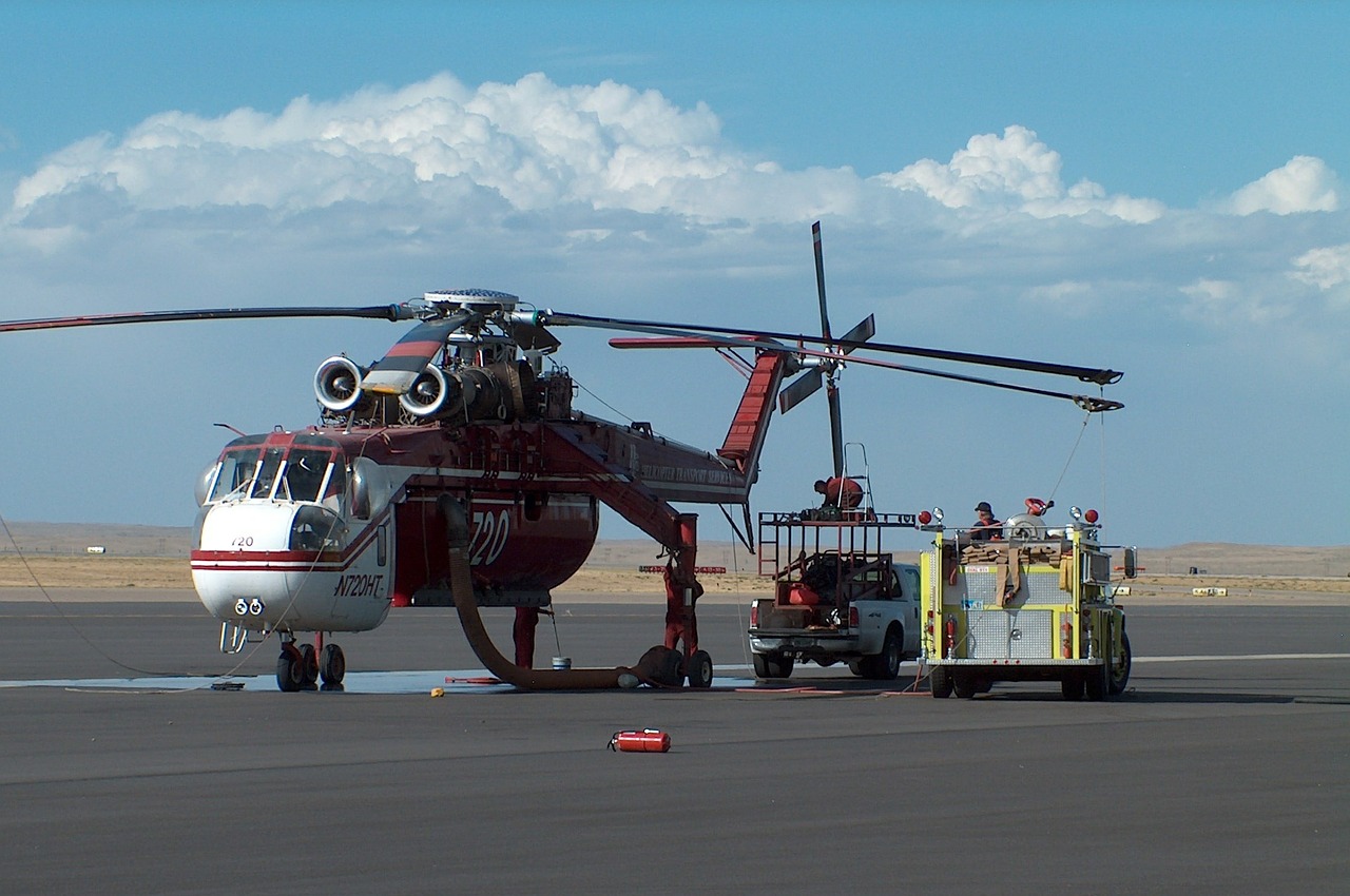 helicopter fire truck hose free photo