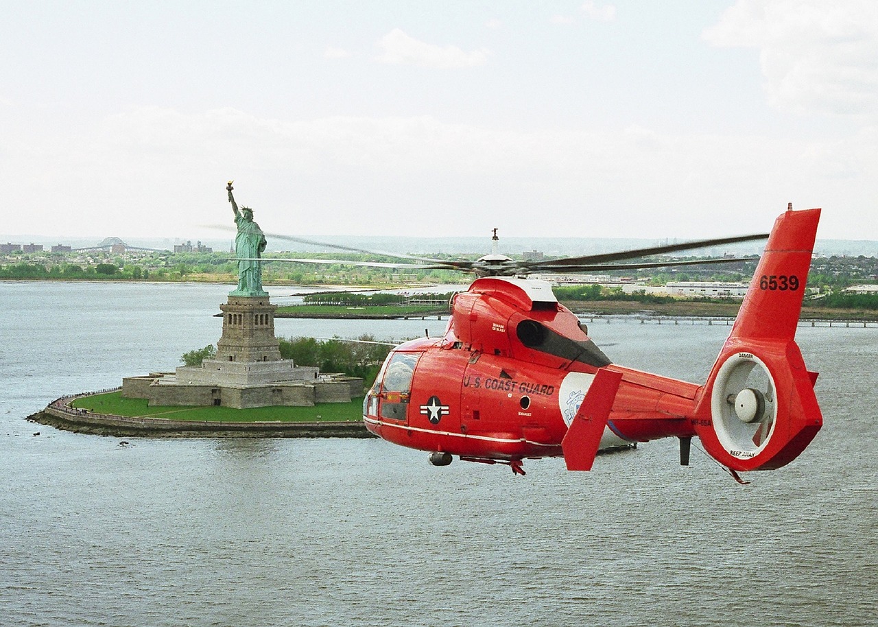 helicopter statue of liberty new york free photo