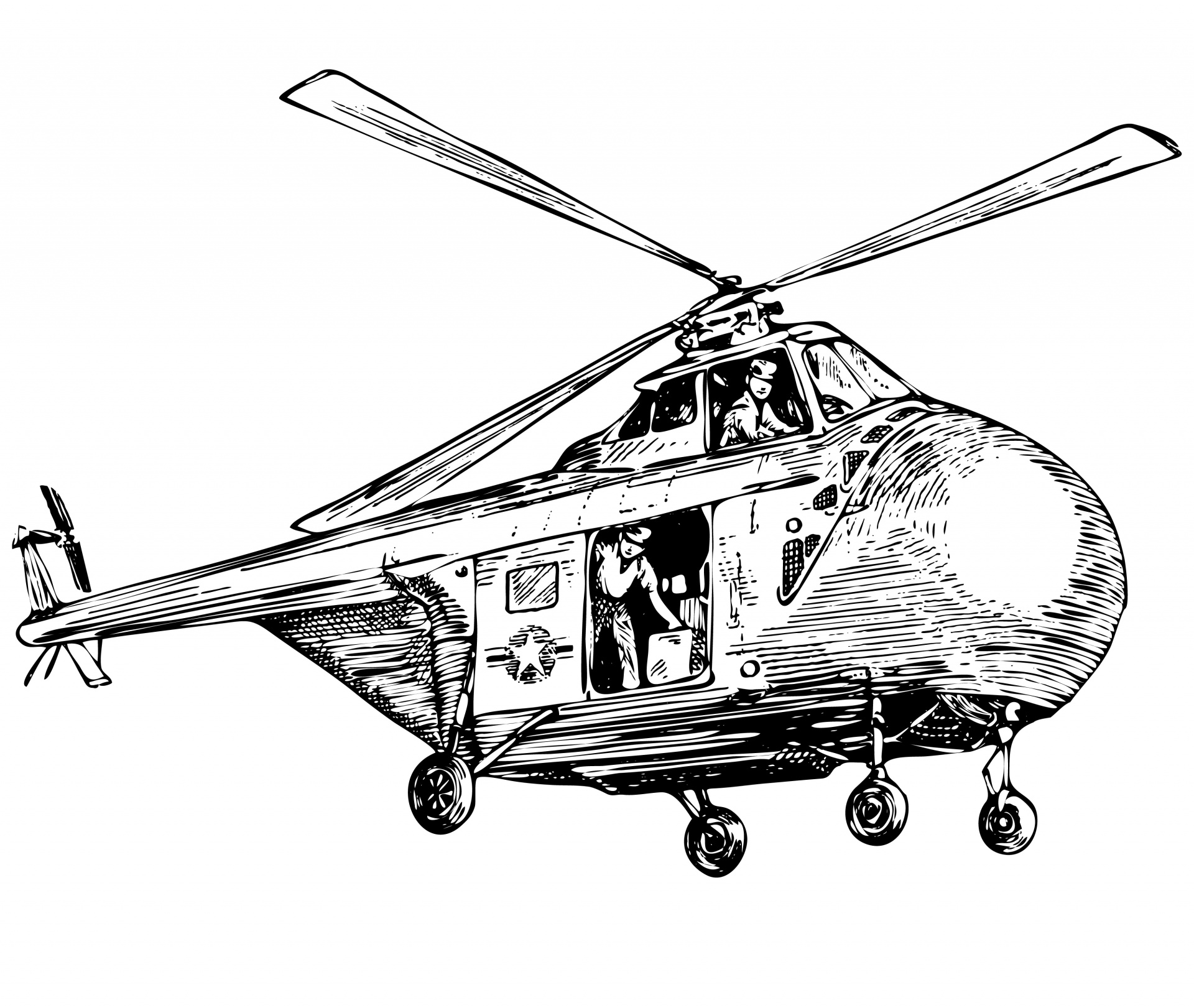 helicopter flying line art free photo