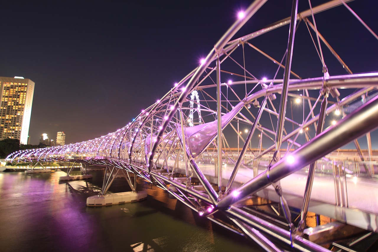 helixbridge bridge lights free photo