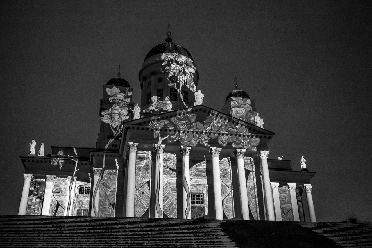 helsinki cathedral lux helsinki light show free photo