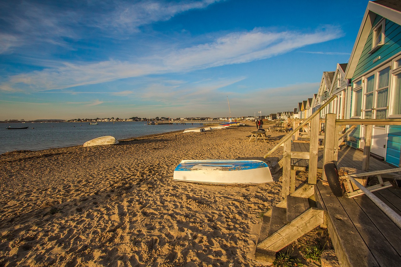 hengistbury head cabins beach free photo