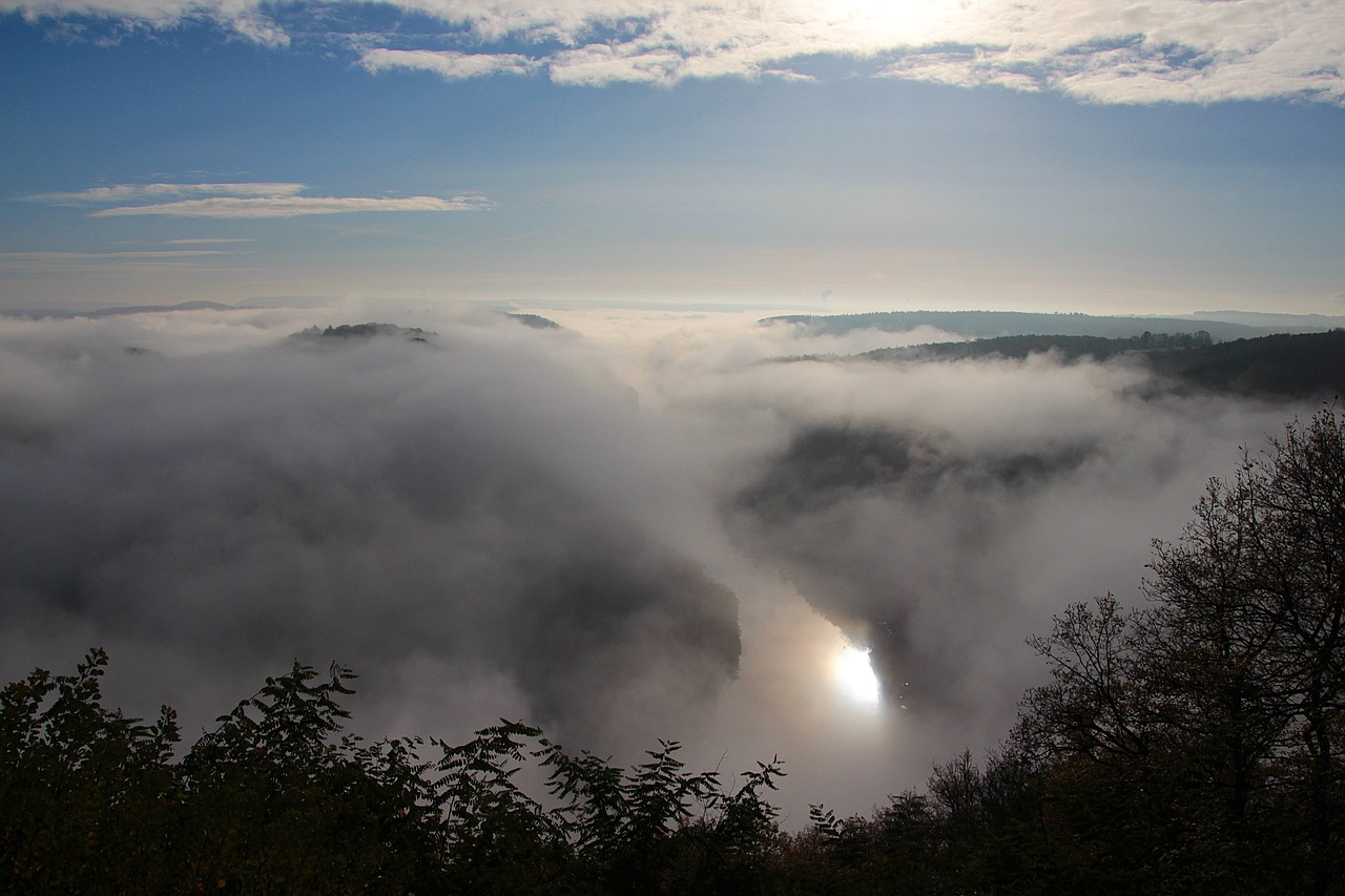 herbstnebel river valley viewpoint free photo