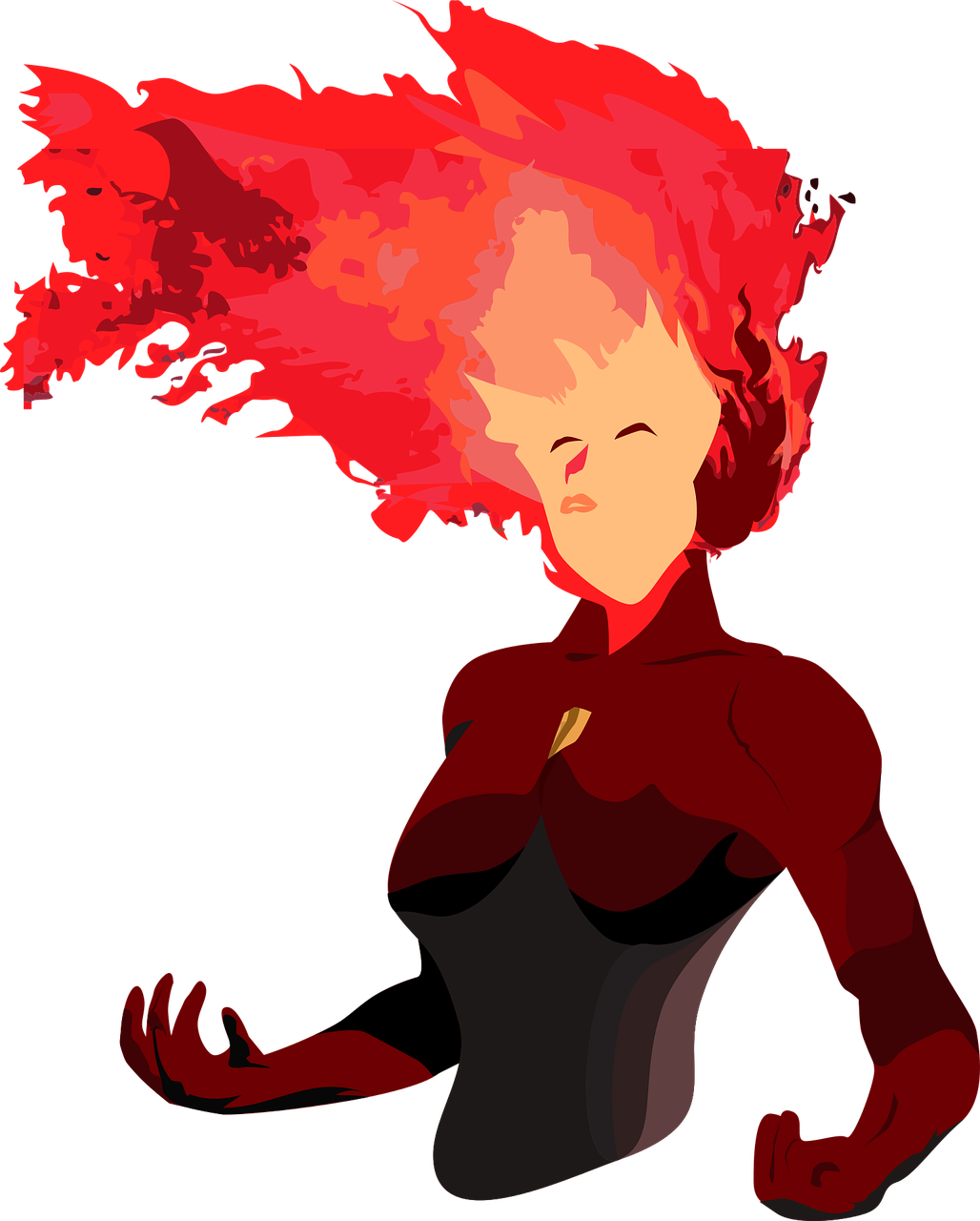 hero with hair on fire  woman with blazing hair  free customizable vector art free photo