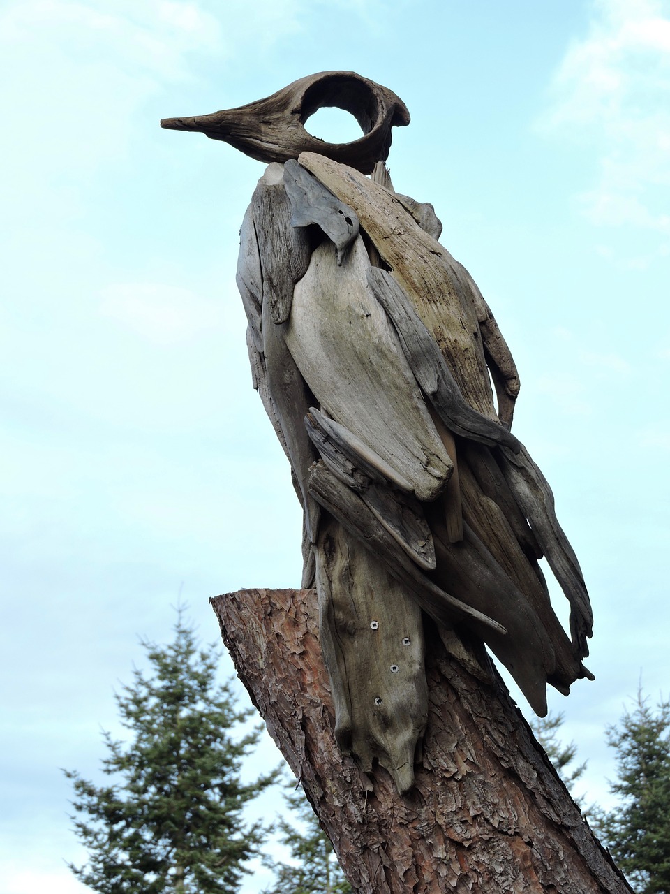 heron driftwood art free photo