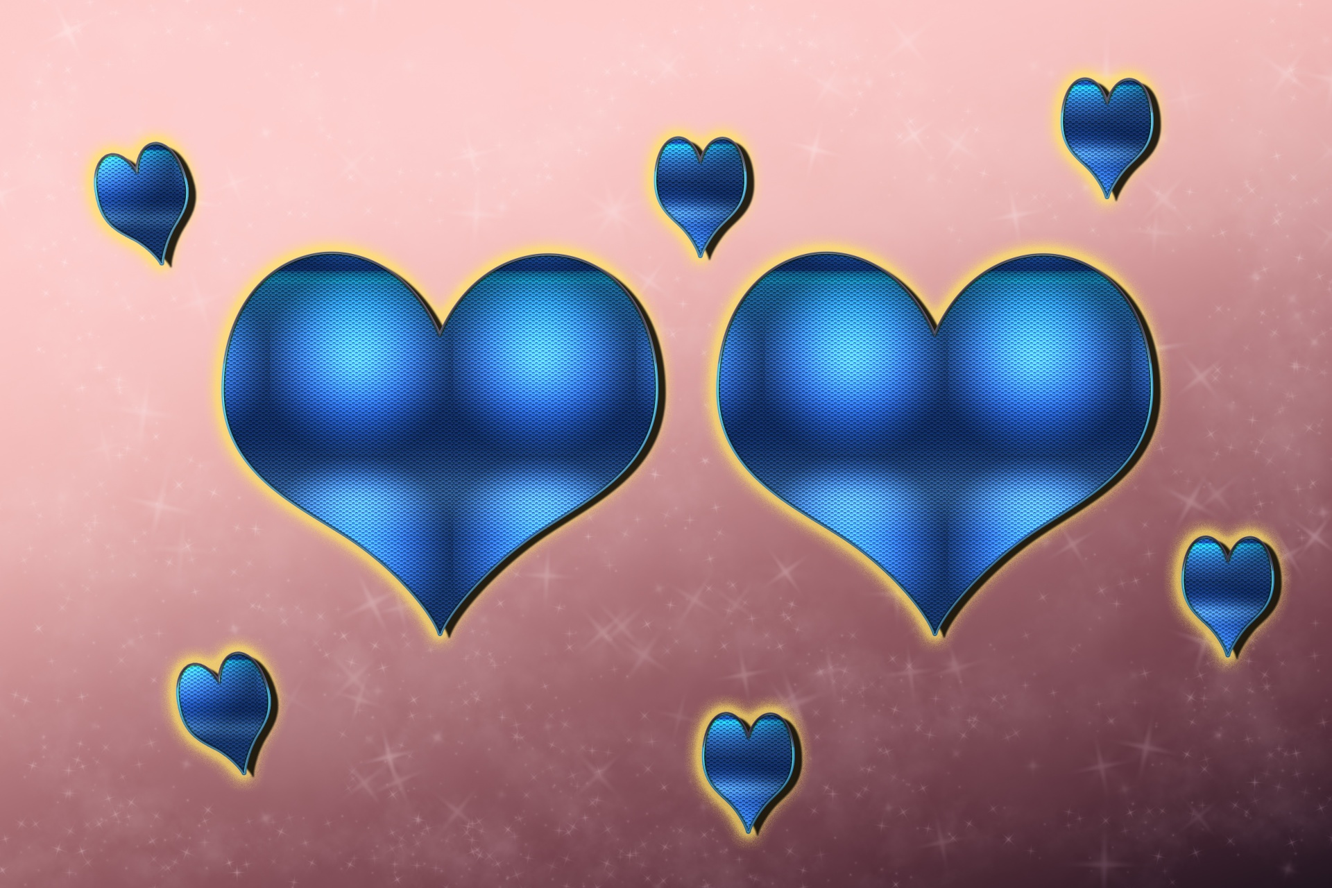 hearts blue background free photo