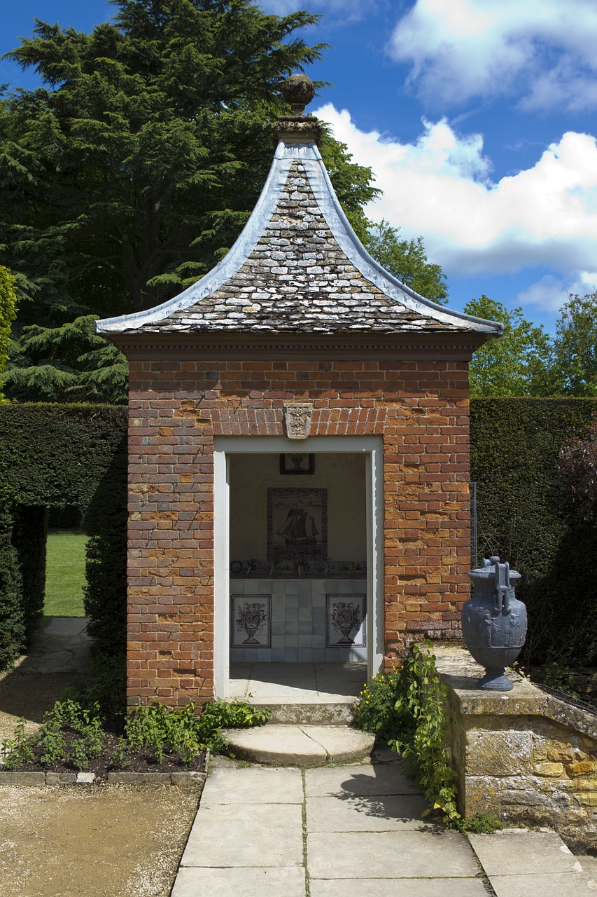 hidcote manor garden flemish bond red brick folly free photo