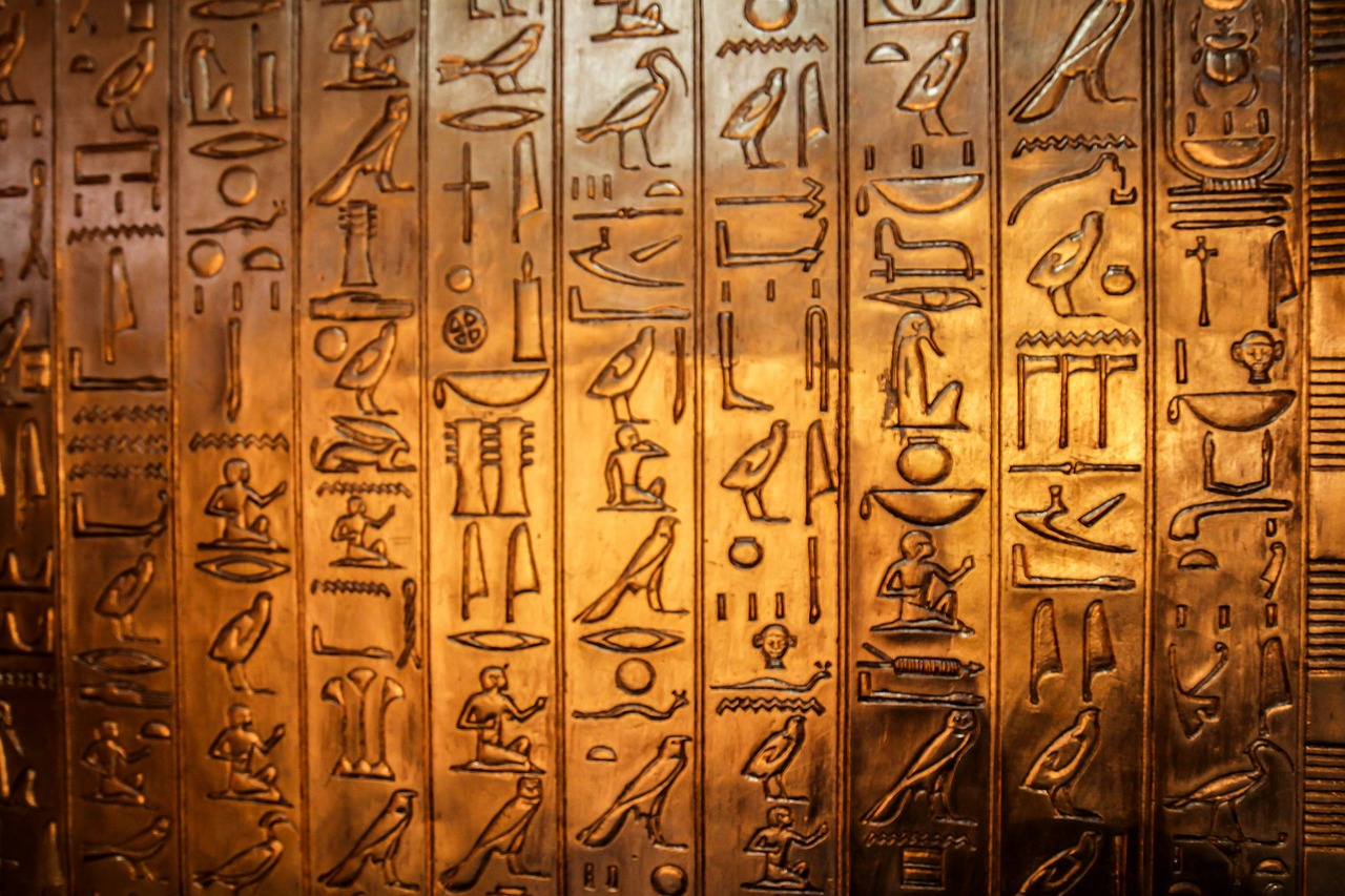 hieroglyphics characters golden free photo