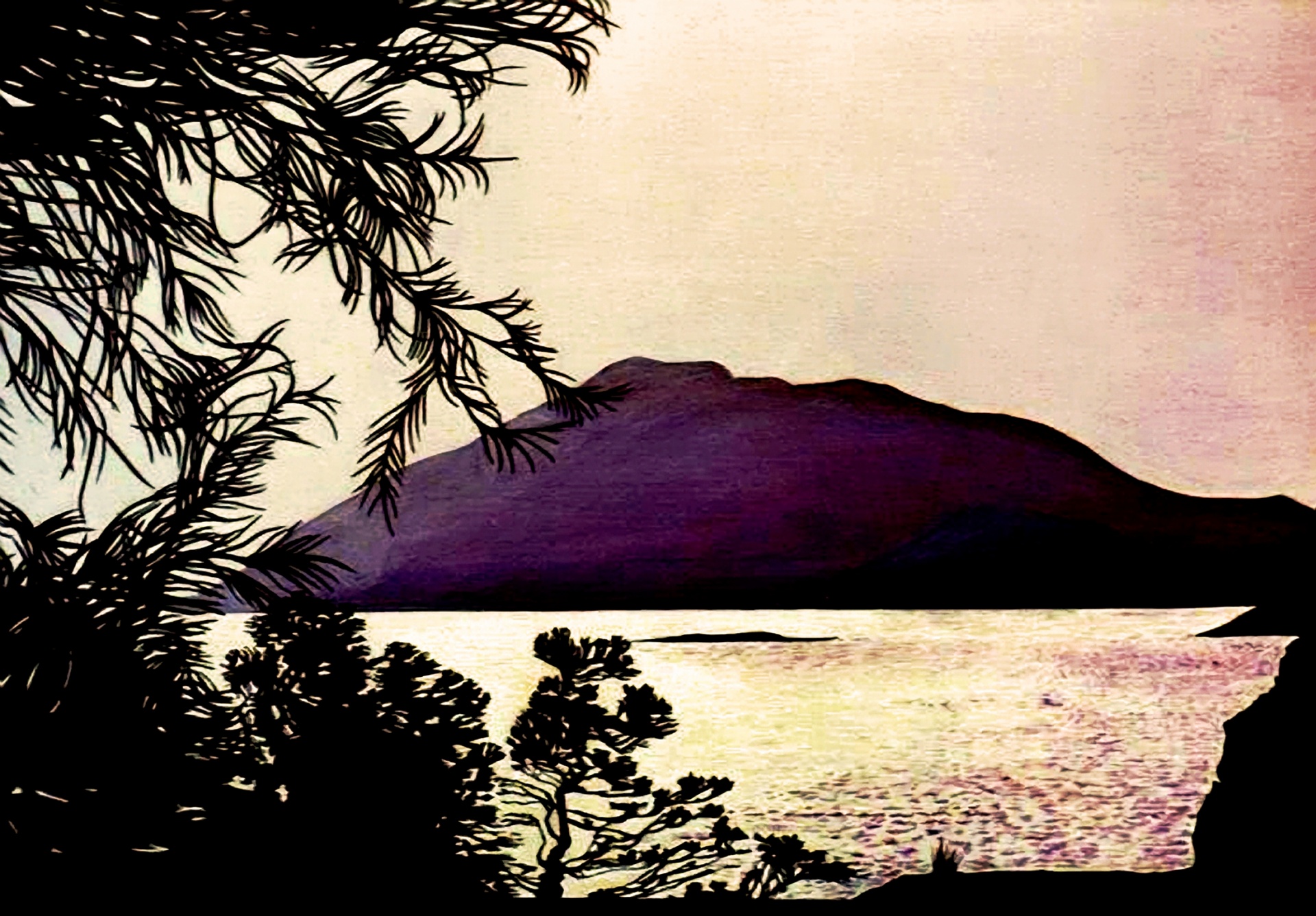 traditional media acrylic painting high island reservoir free photo