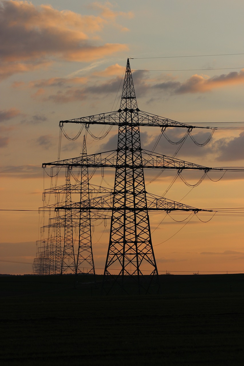 high voltage evening light twilight free photo