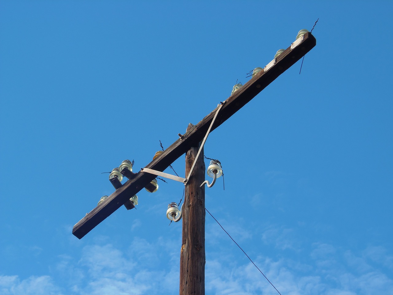 high voltage line sky blue free photo