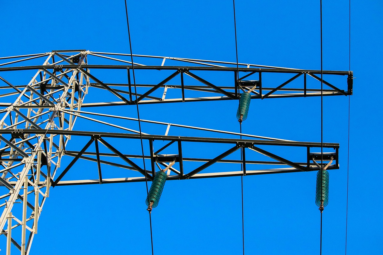 high-voltage power line frame air free photo