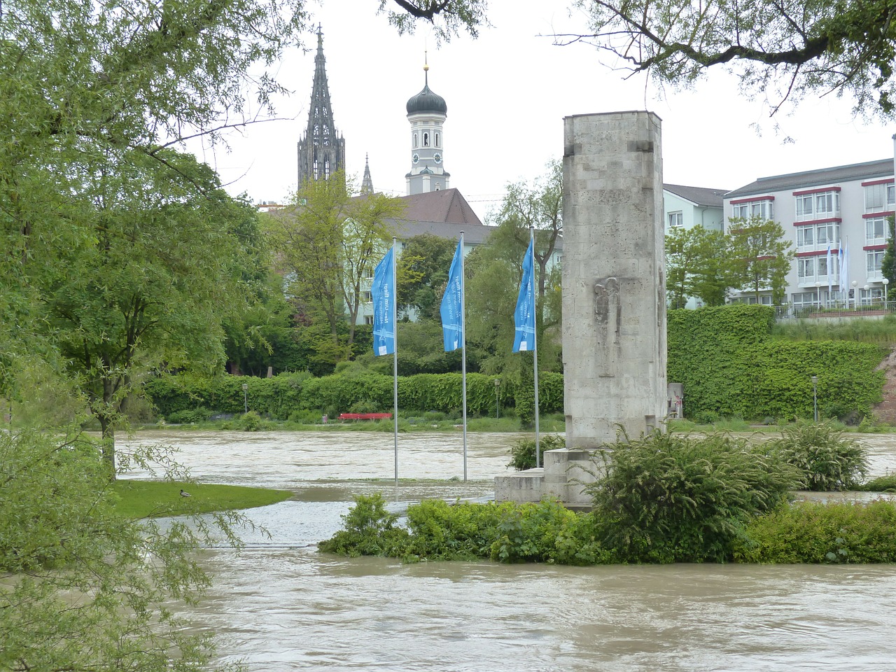 high water danube flooded free photo