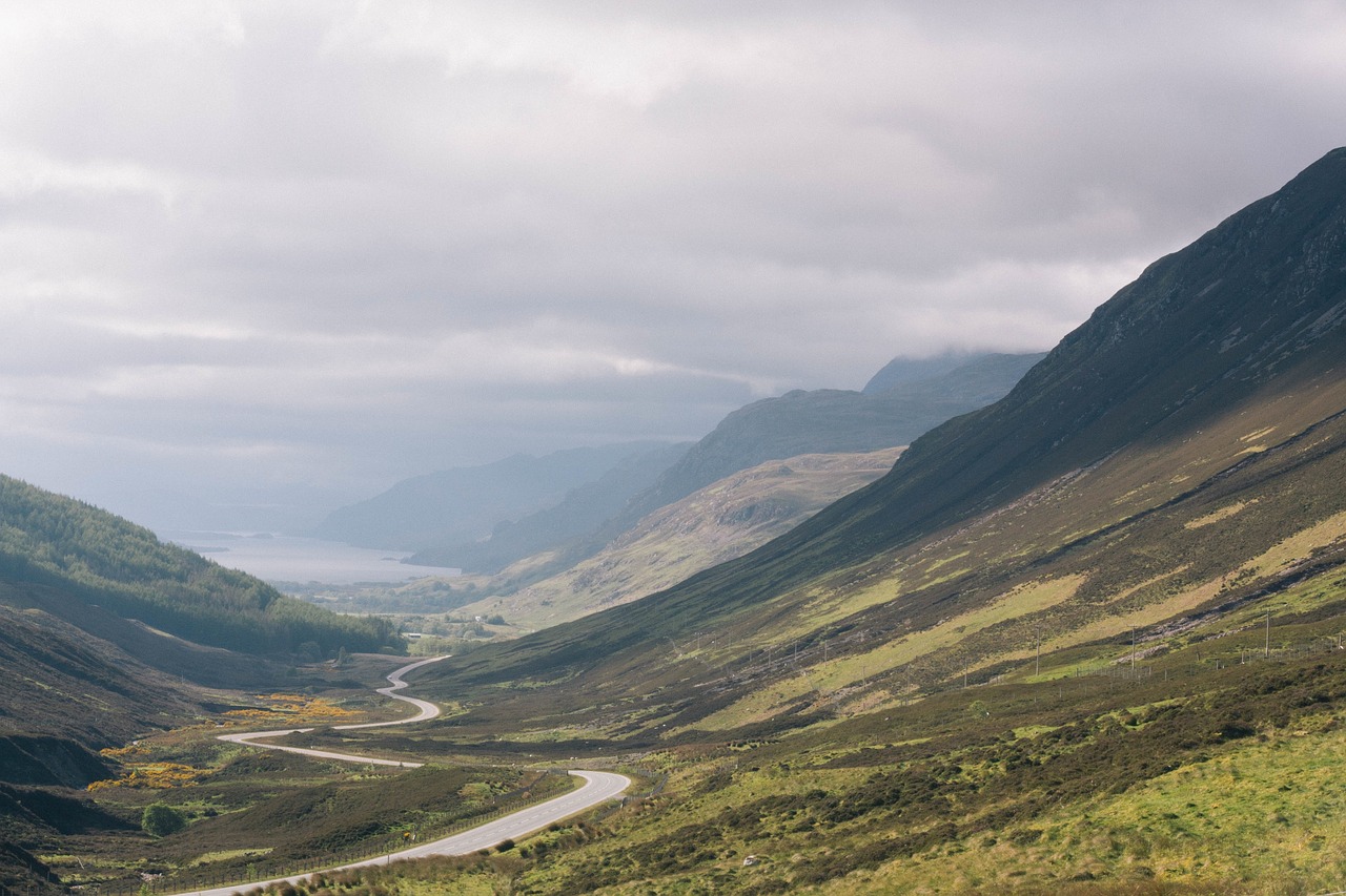 highland road mountain free photo