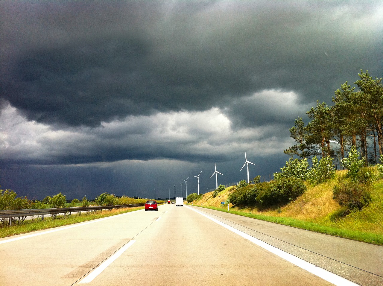highway thunderstorm weather free photo