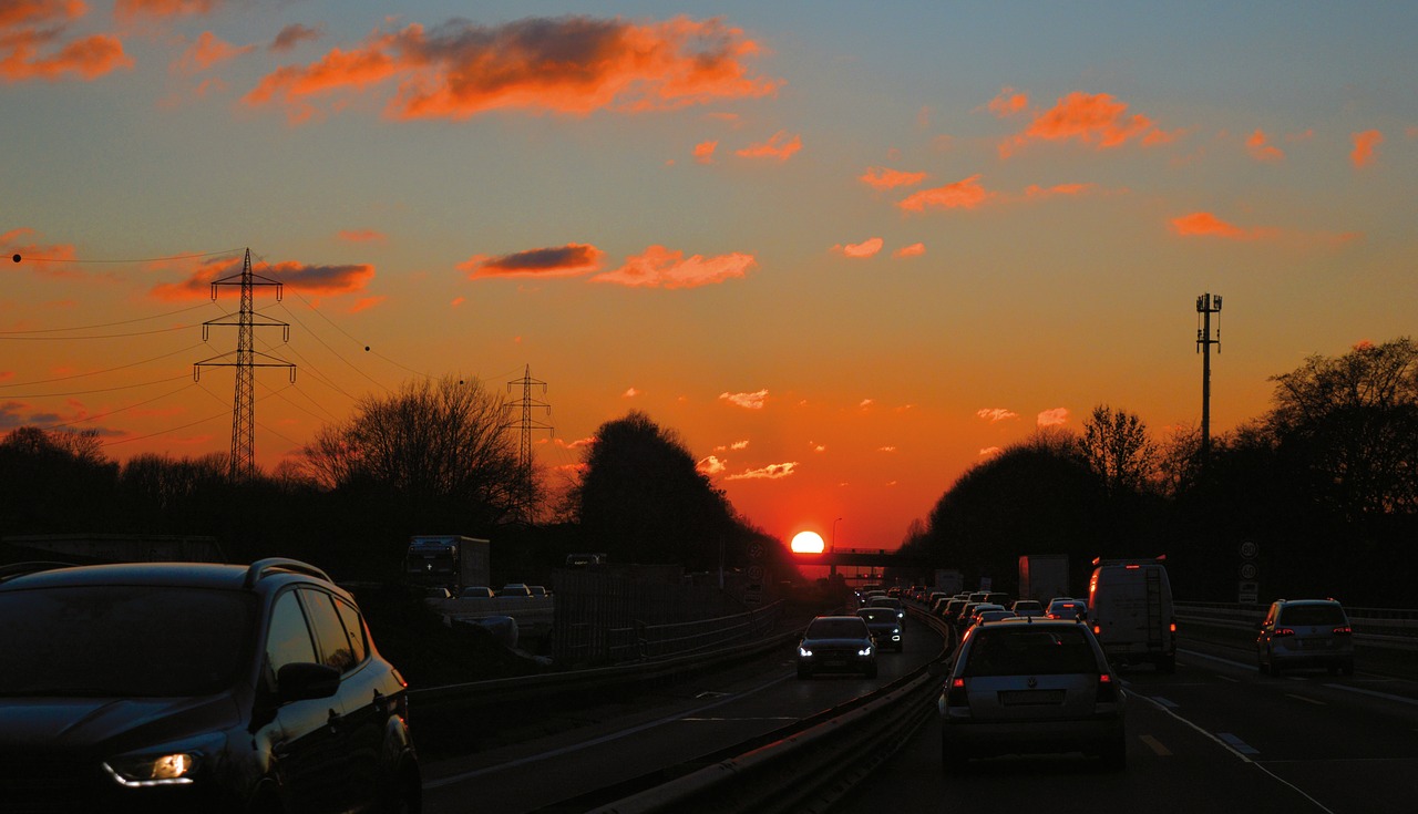 highway  traffic  sunset free photo