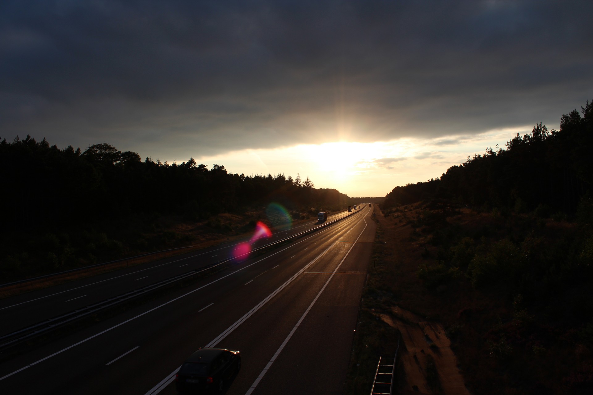 highway evening lens flare free photo