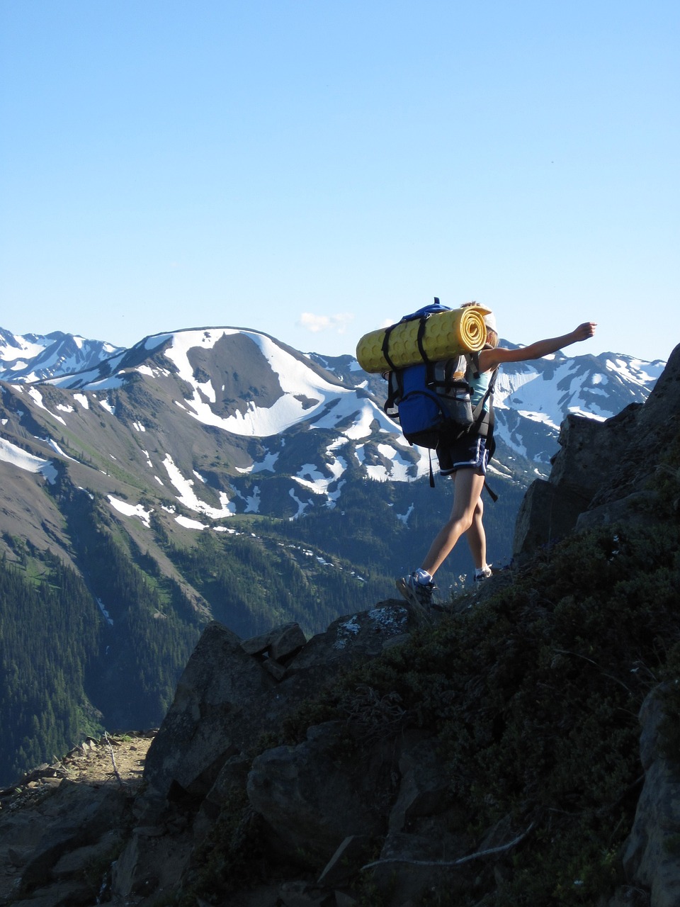 hiker mountain backpacking free photo