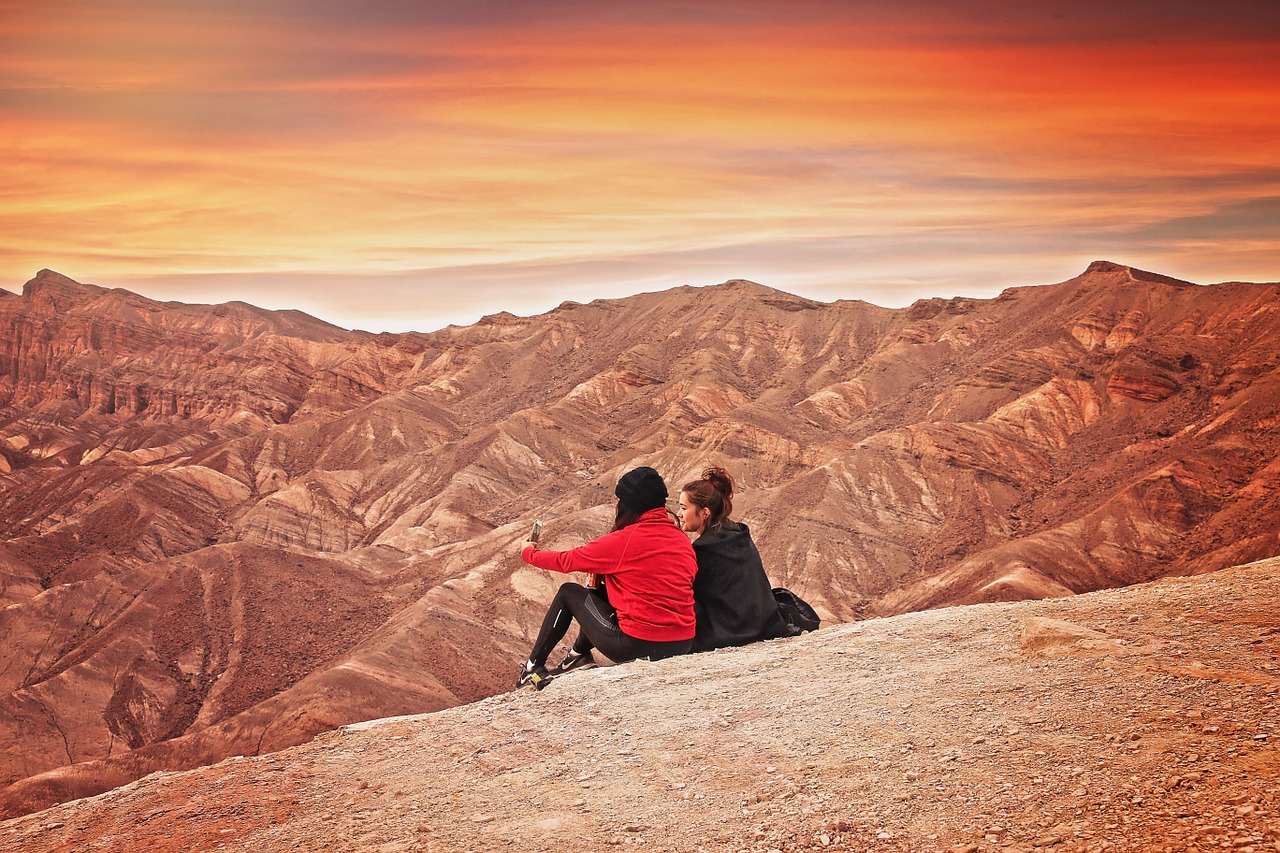 hiking sunset dessert free photo