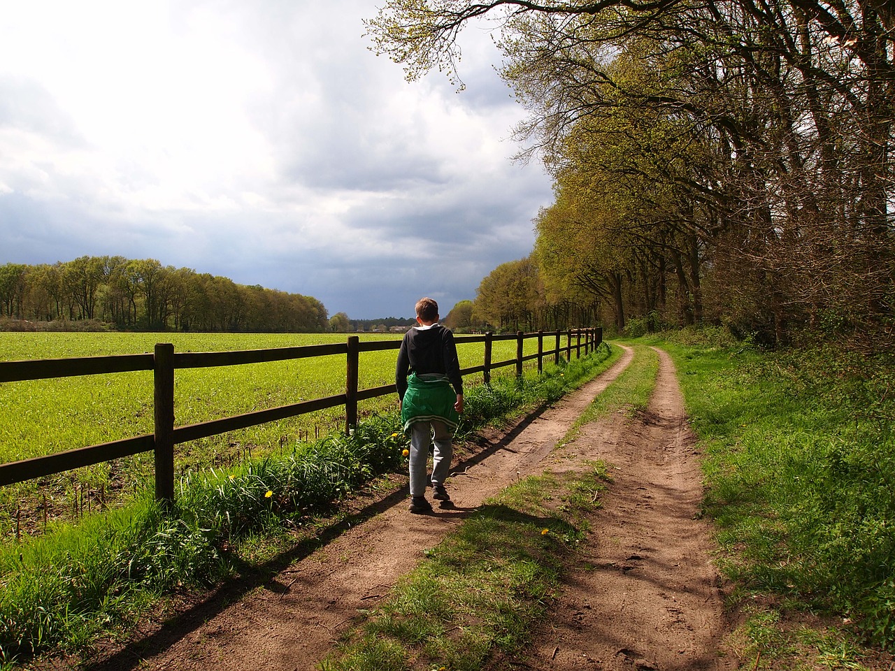 hiking boy sandy path free photo