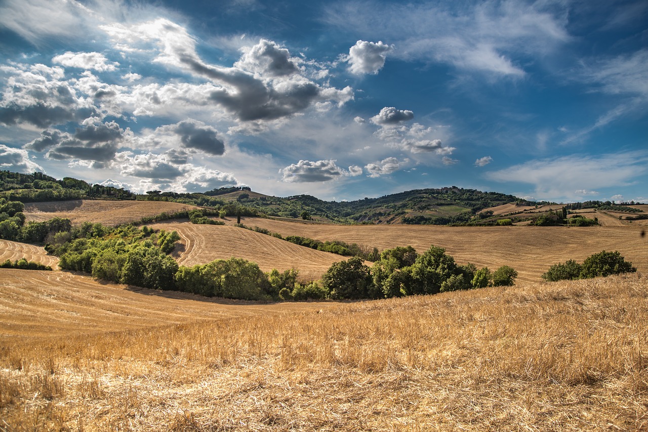 hill blue sky clouds free photo