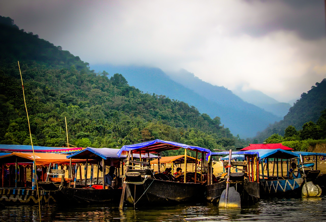 hill boat colorful free photo