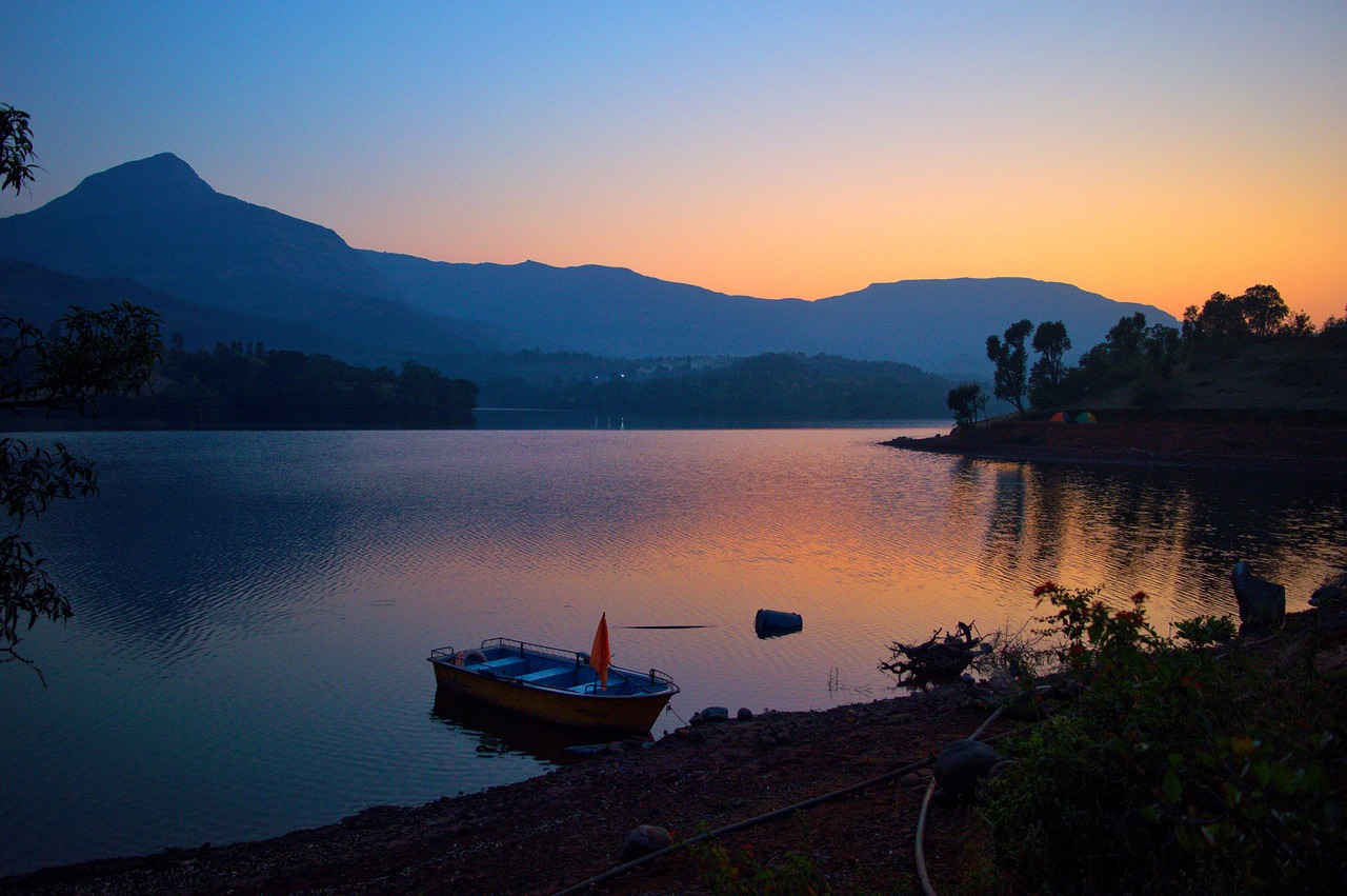 hill  lake  dusk free photo