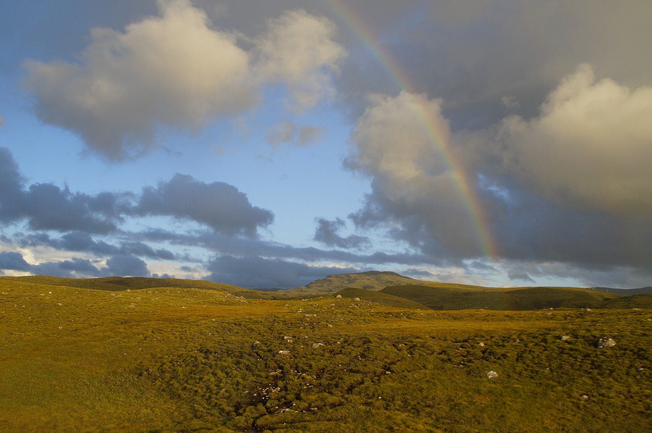 hill  scotland  rainbow free photo