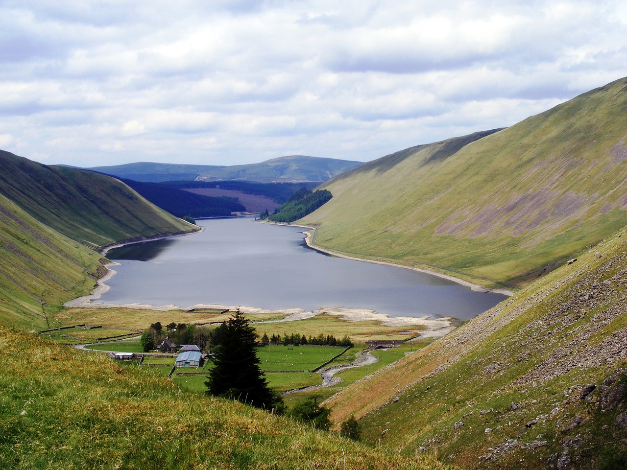 hill reservoir lake free photo