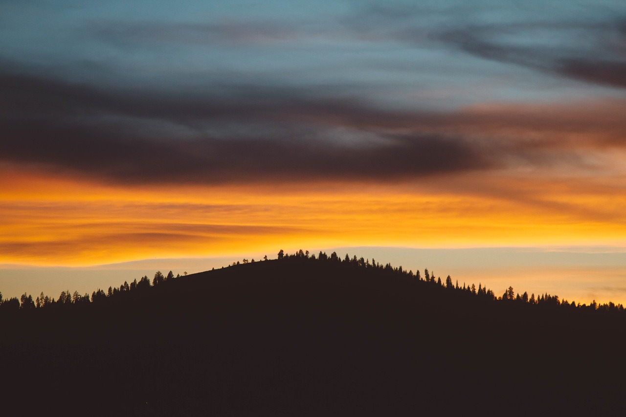 hill sunset silhouette free photo