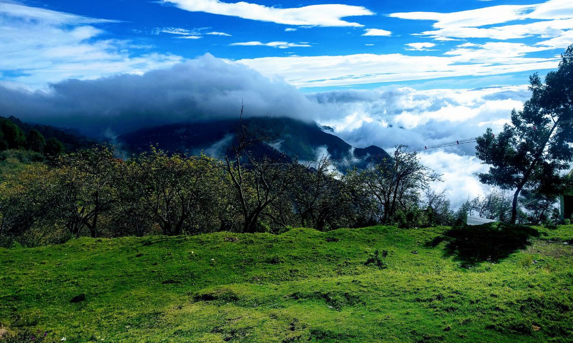 hills valley clouds free photo