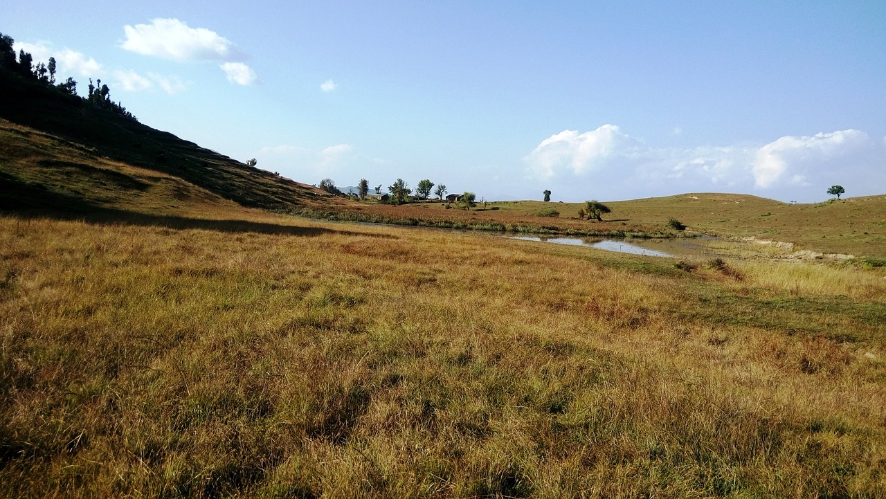 himalayan grassland high mountain pond free photo