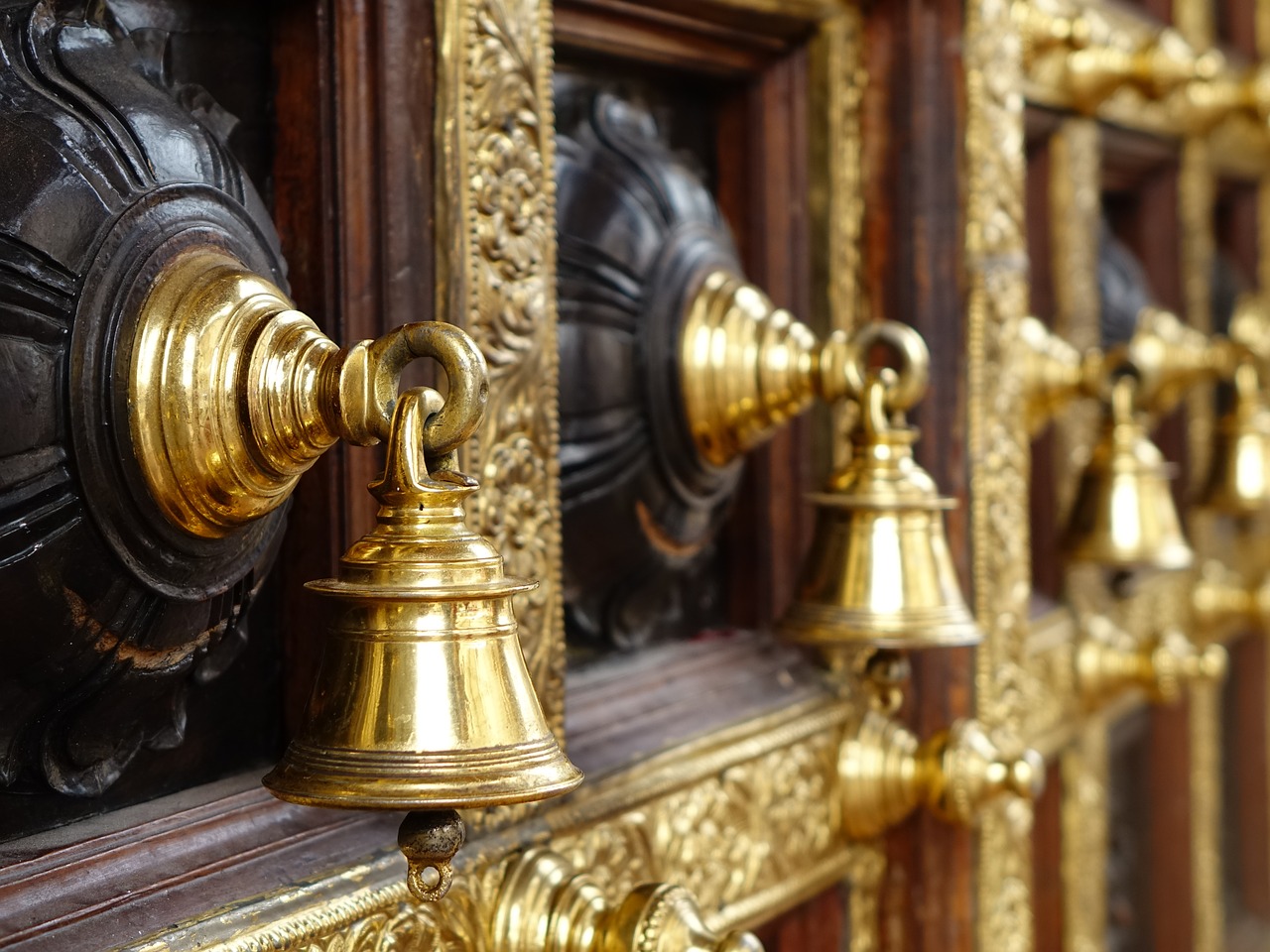 hindu temple bells wooden free photo